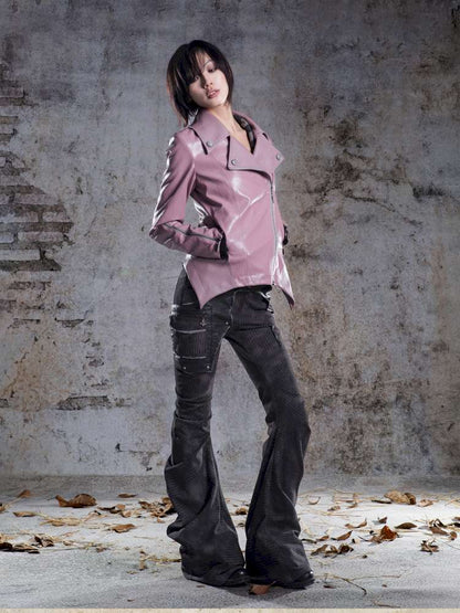 Fur Collar Stylish Slim-Fit Leather Jacket【s0000014481】