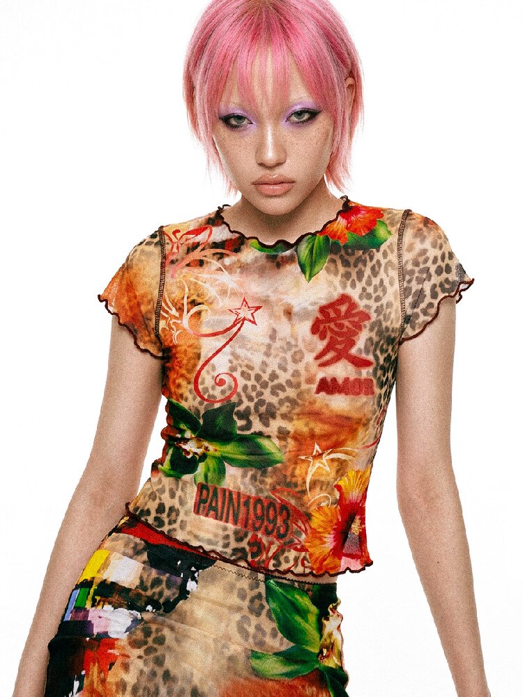 Leopard Print Mesh Mermaid Dress Set【s0000017450】