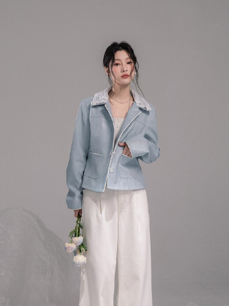 Detachable Lace Waist Leather Jacket【s0000015745】