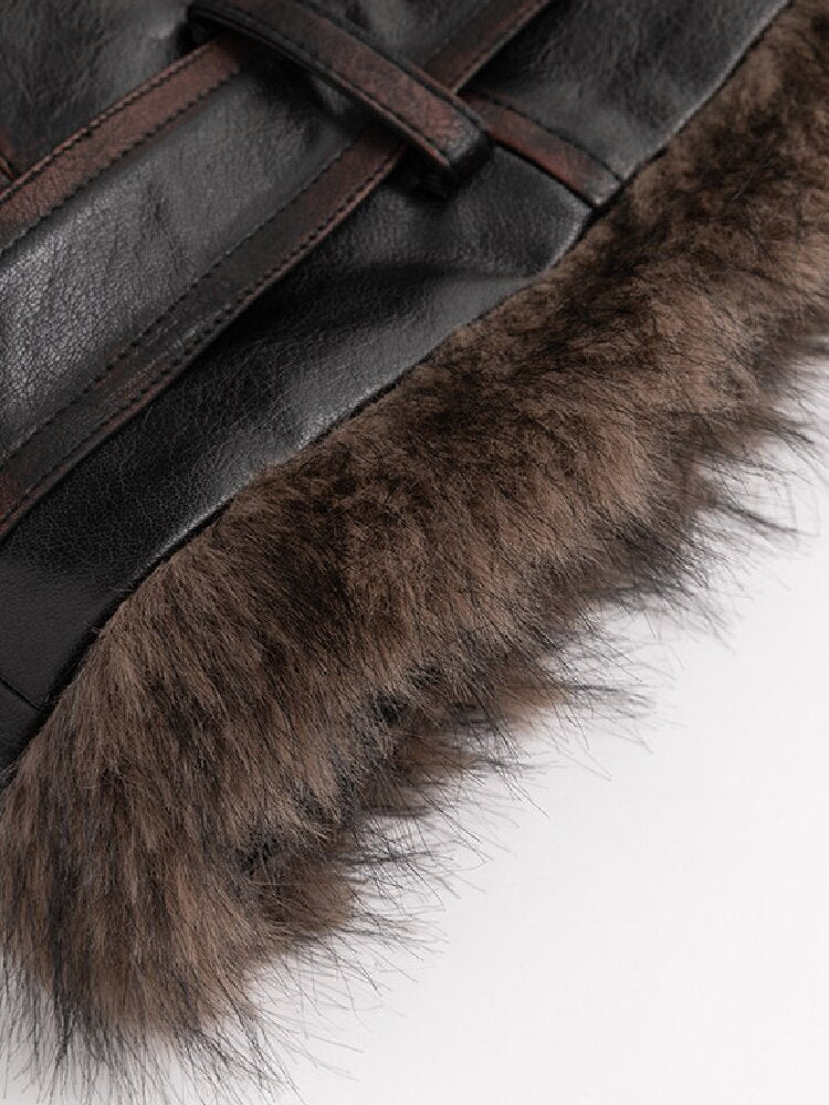 Napoleon Hooded Wool Collar Leather Coat【s0000019239】