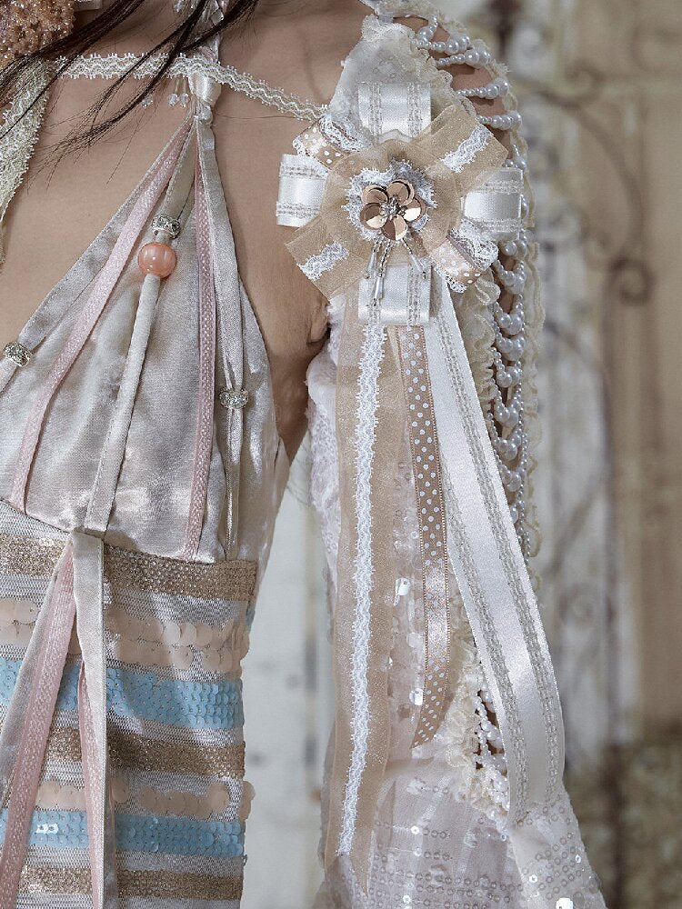 Court Lace Satin Ribbon Brooch【s0000017246】