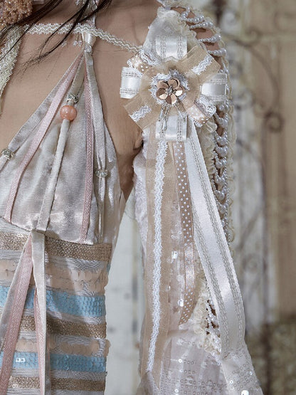 Court Lace Satin Ribbon Brooch【s0000017246】