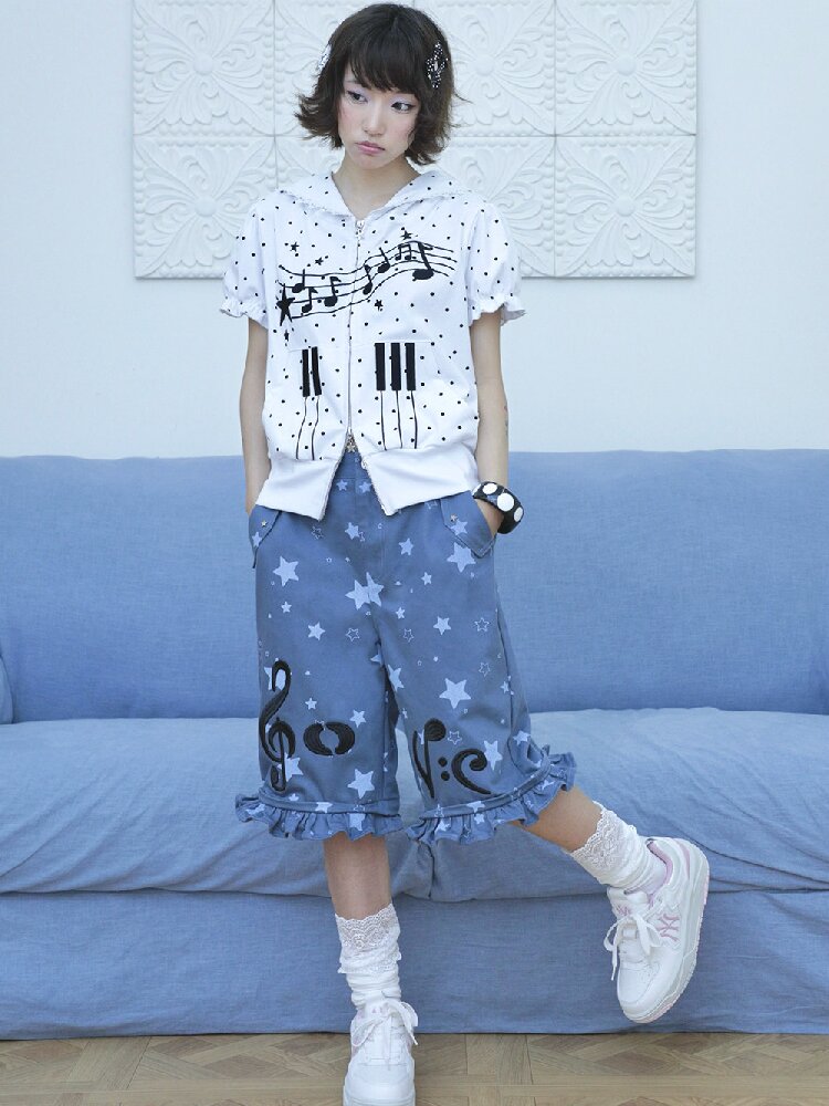 Embroidery Star Wide Leg Pants【s0000017129】