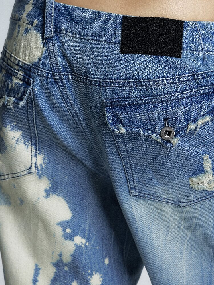 Low Rise Distressed Denim Trousers【s0000017002】