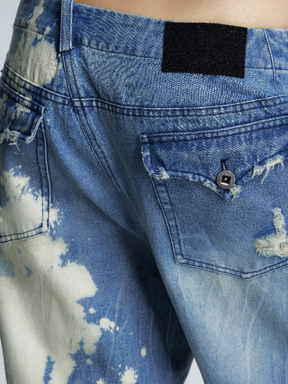 Low Rise Distressed Denim Trousers【s0000017002】