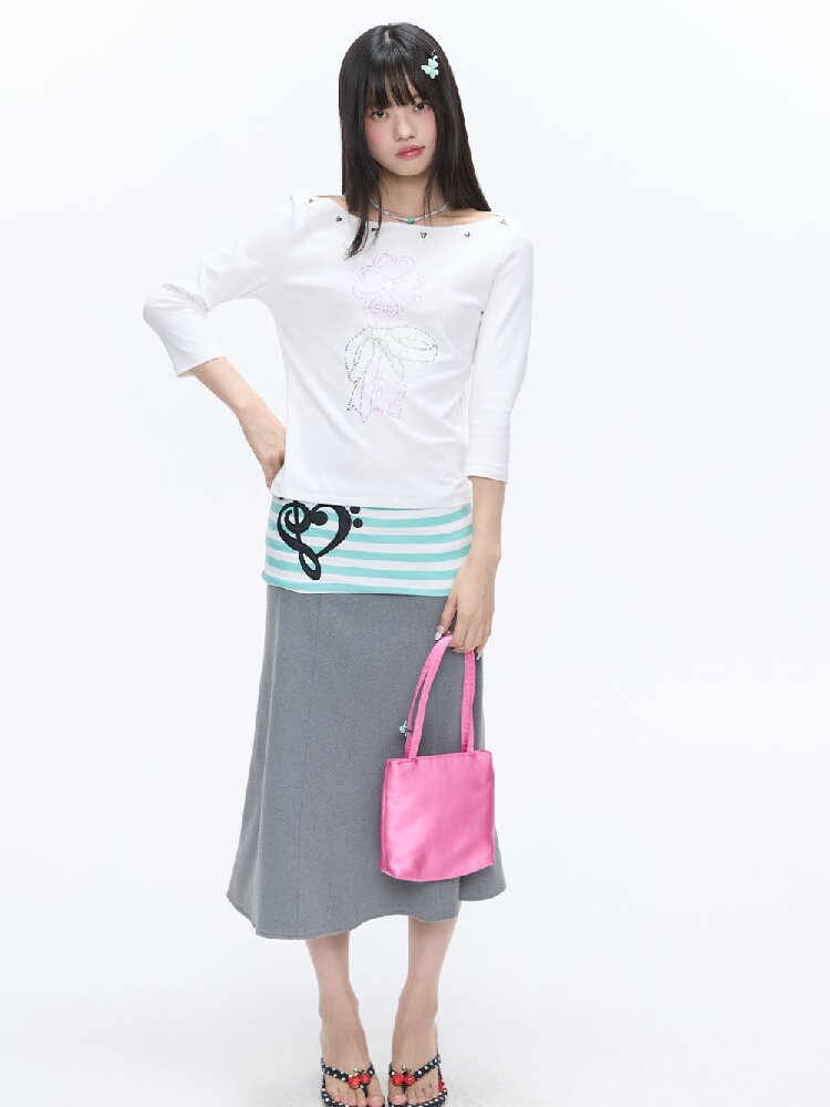 Color Blocking Striped Midi Skirt【s0000016383】
