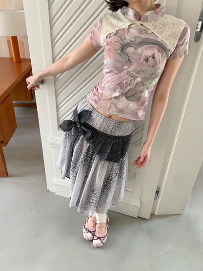 Lace Patchwork Cheongsam T-Shirt【s0000018084】