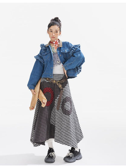 Plaid Denim Loose Trench Coat【s0000011319】