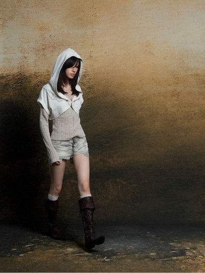 Wings Hot Rhinestone Hooded Short Tunic【s0000011818】