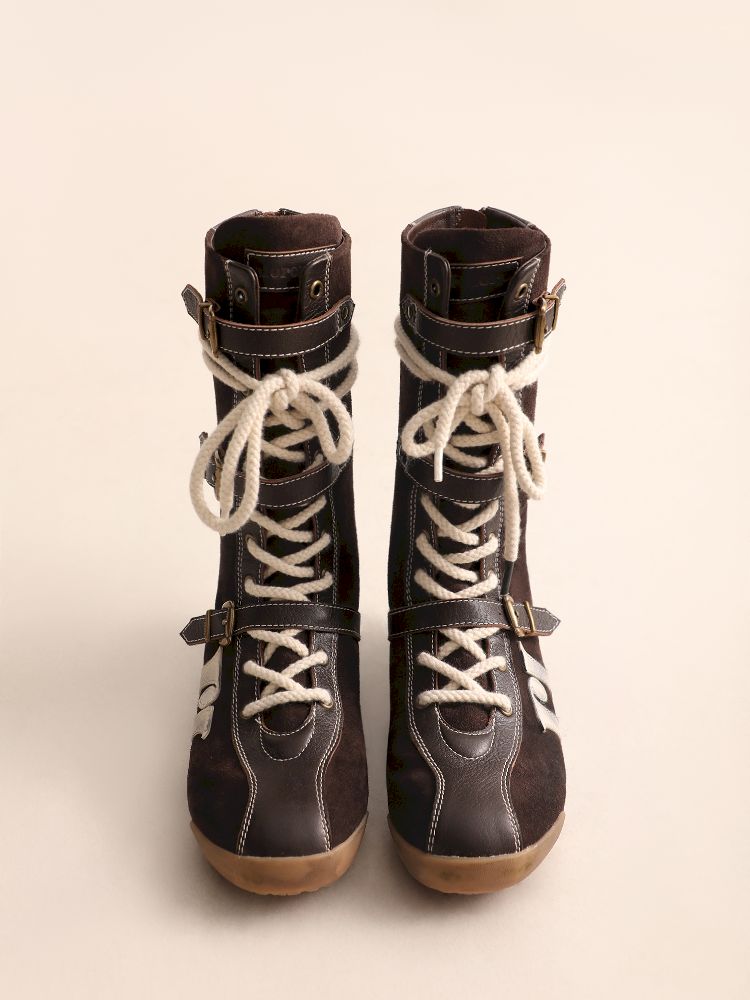 Lace Up Back Zipper Boxing Boots [s0000005989] 