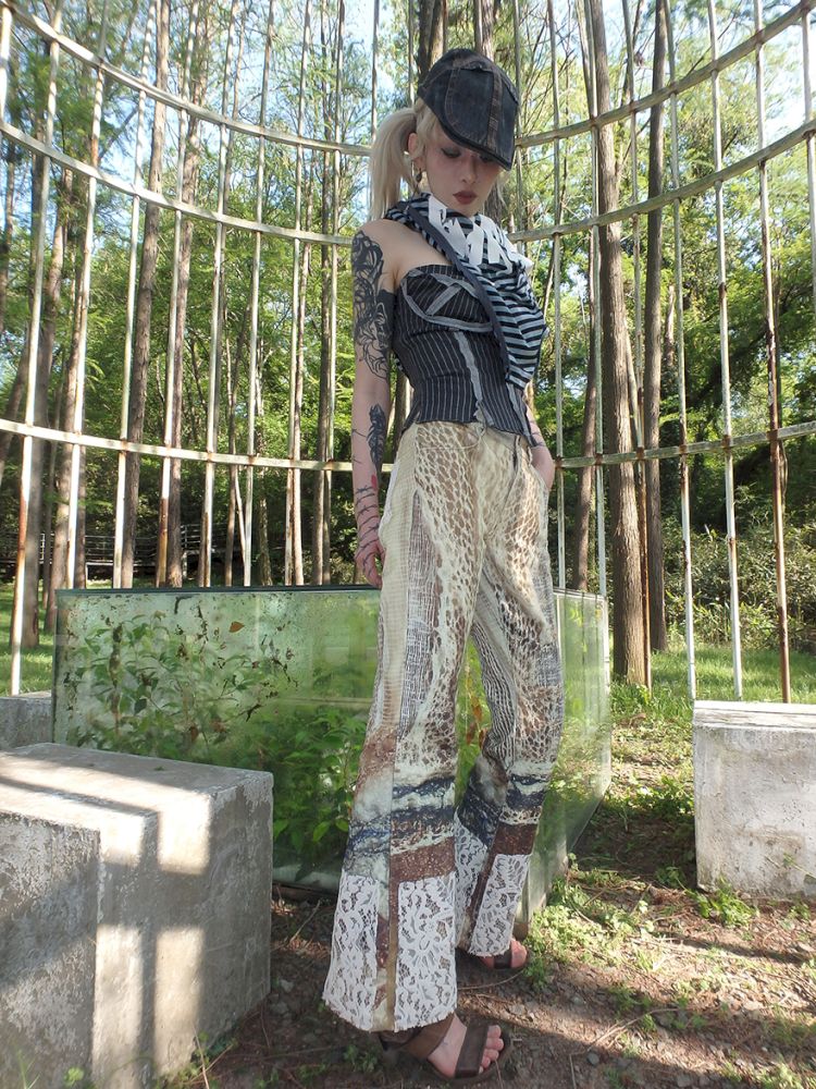 Spider Web Aged Splicing Micro Pants【s0000012469】