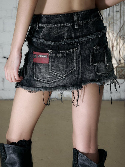 Washed Heavy Work Denim Skirt【s0000017232】