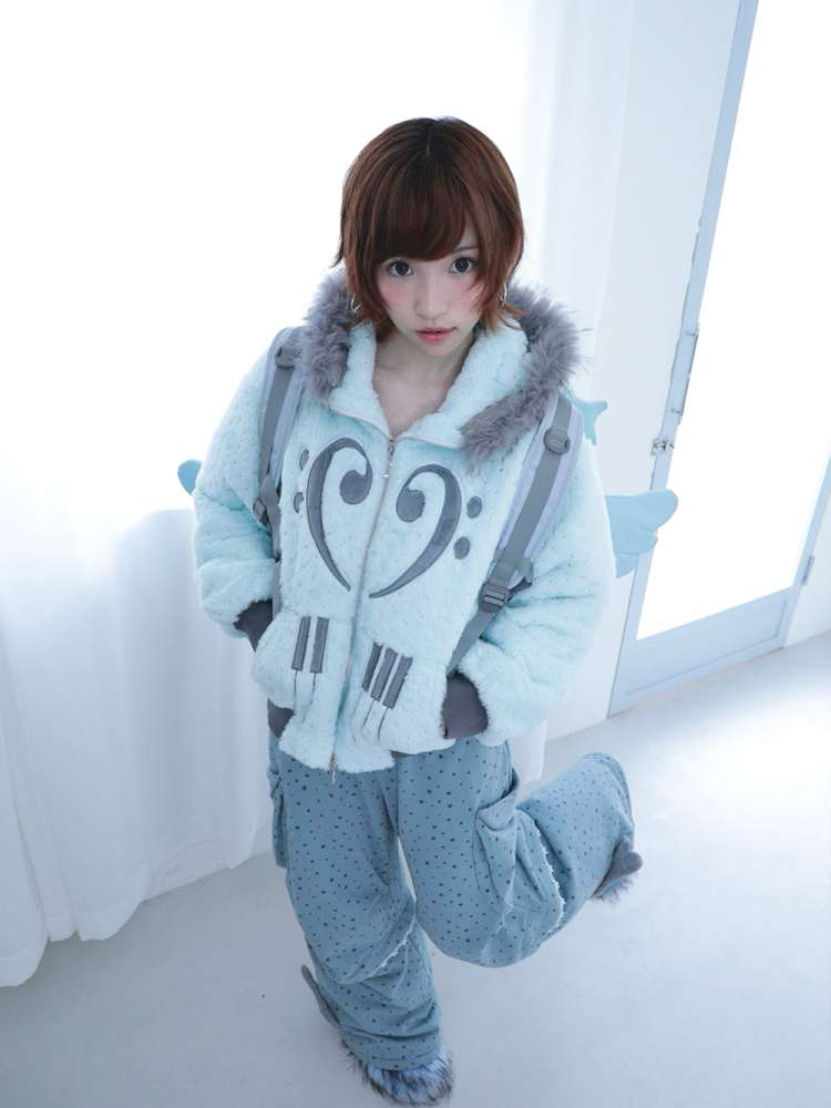 Mint Green Cotton Star Plush Hooded Jacket【s0000014693】