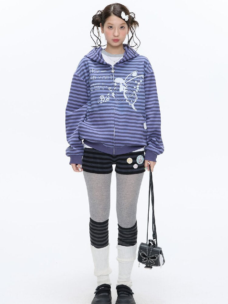 Vintage Striped Hooded Sweatshirt【s0000016380】