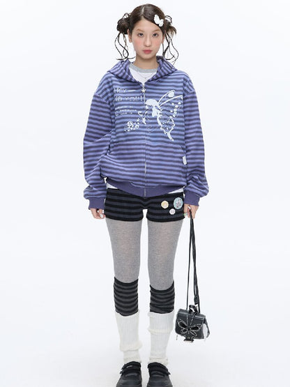 Vintage Striped Hooded Sweatshirt【s0000016380】