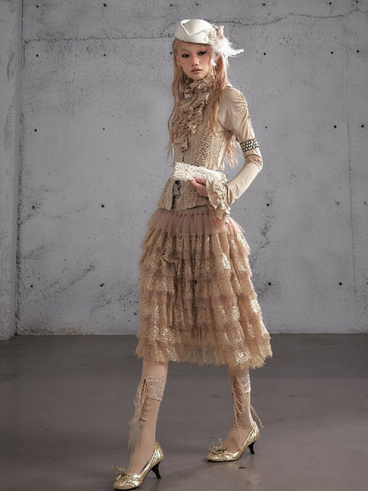 Lace Patchwork Tulle Cake Skirt【s0000019163】