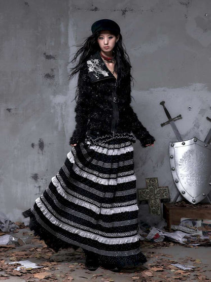 Leather Print Collared Coat【s0000014468】