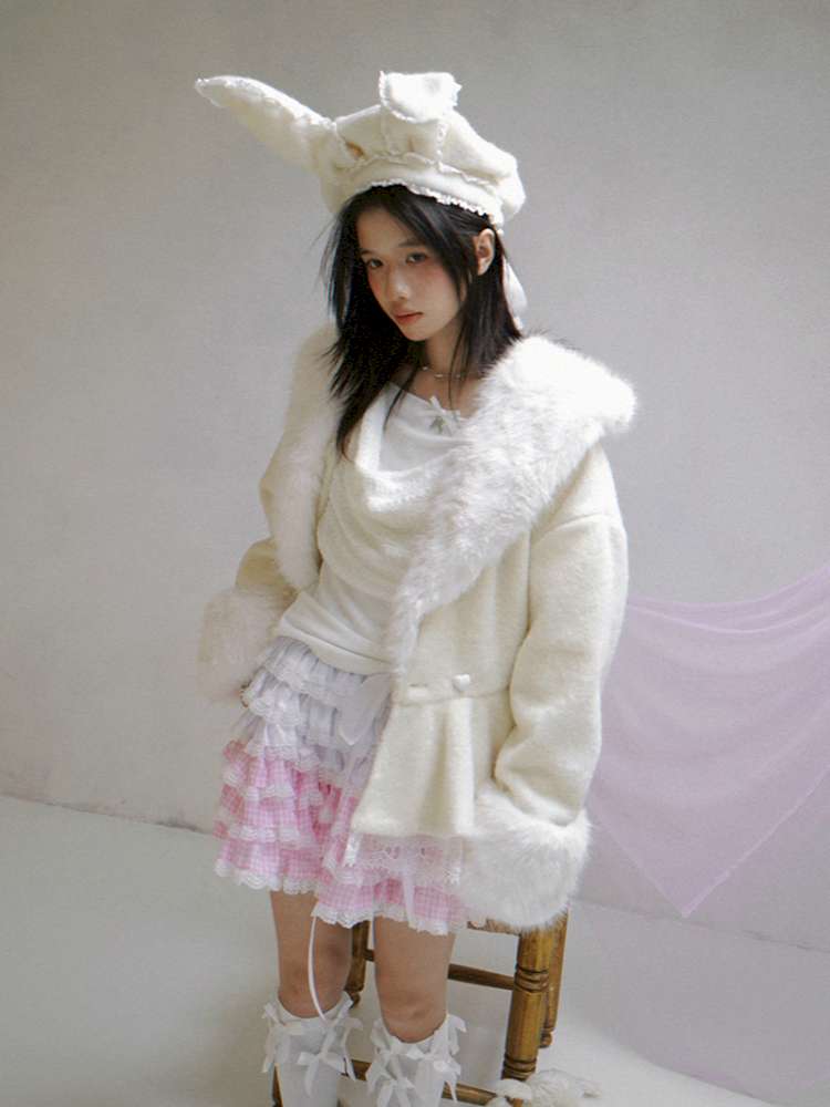 Pink Grid Gradient Lace Short Skirt【s0000014940】