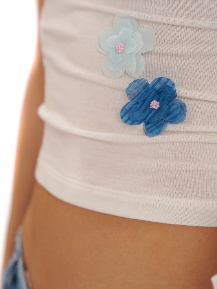 Irregular flowers Slim short-sleeved T-shirt【s0000013444】