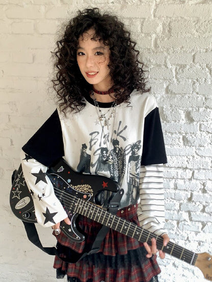 Loose Slub Cotton Printed T-Shirt【s0000017897】