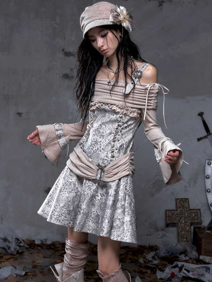 Vintage Punk Patchwork Knit Dress【s0000014651】