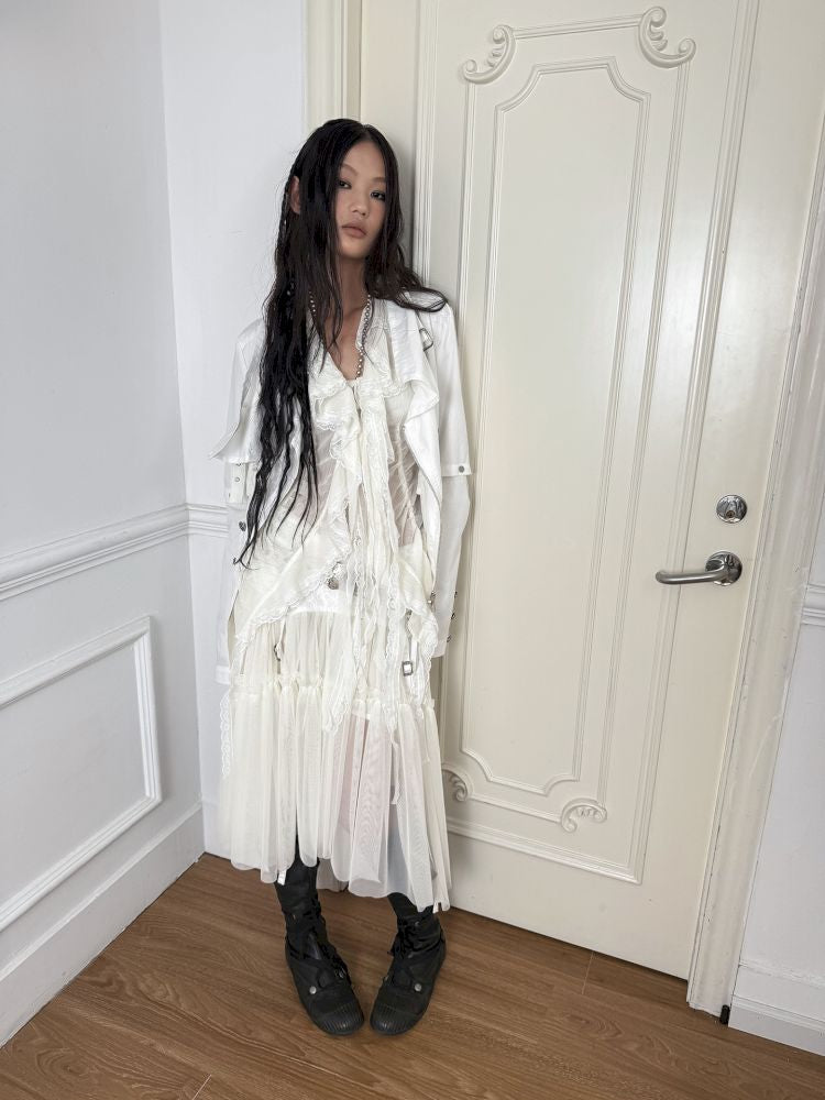 Tulle Pleated Tiered Layered Skirt【s0000013907】