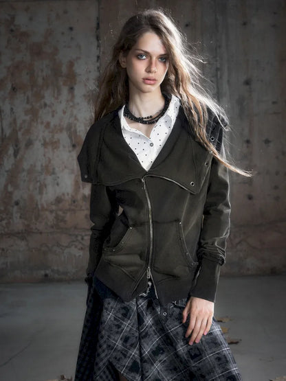 Oversized Collar Long-Sleeve Hoodie Jacket【s0000013967】