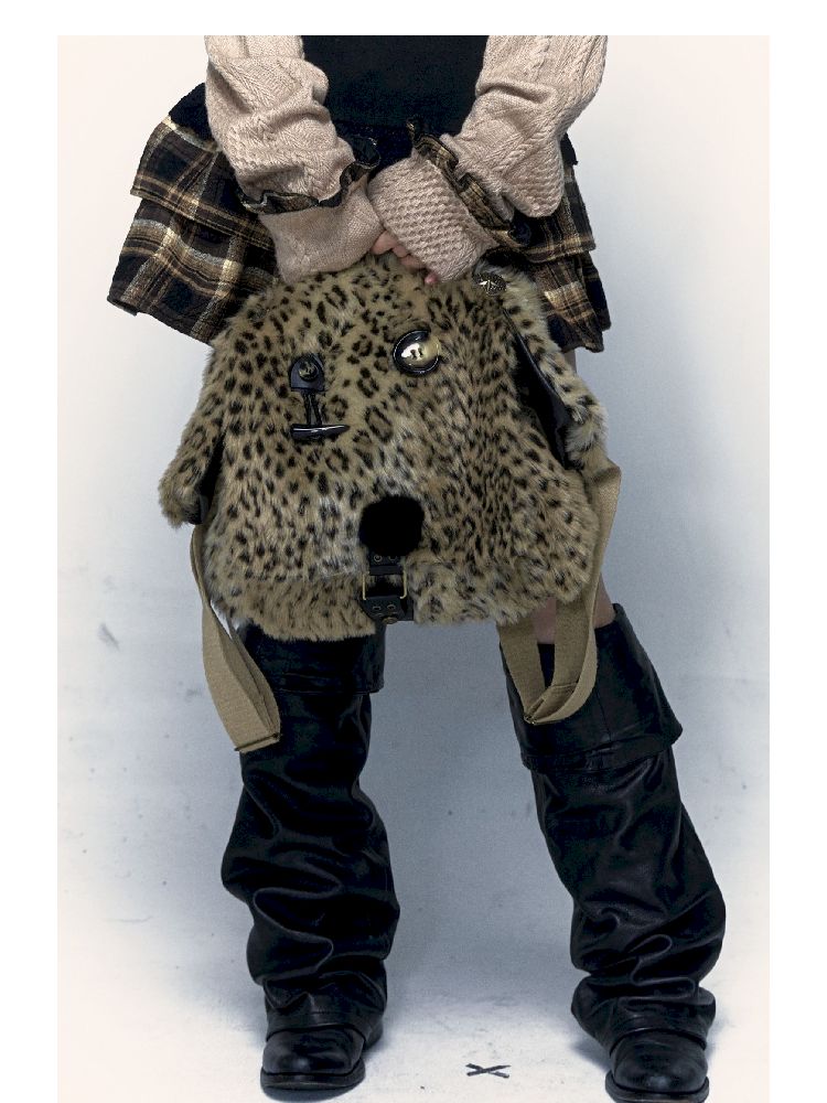 Leopard Print Puppy Shoulder Bag【s0000004687】