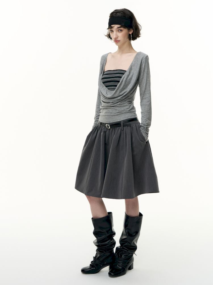 Striped bustier short skirt suit【s0000013740】