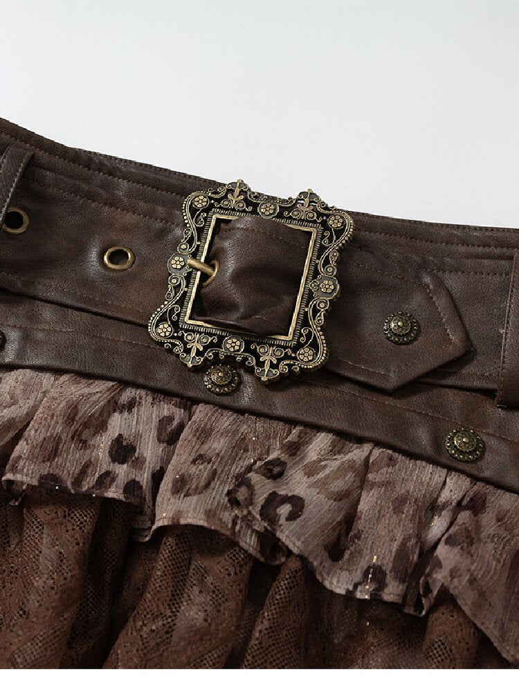 Brushed Sequin Leopard Cake Skirt【s0000017981】