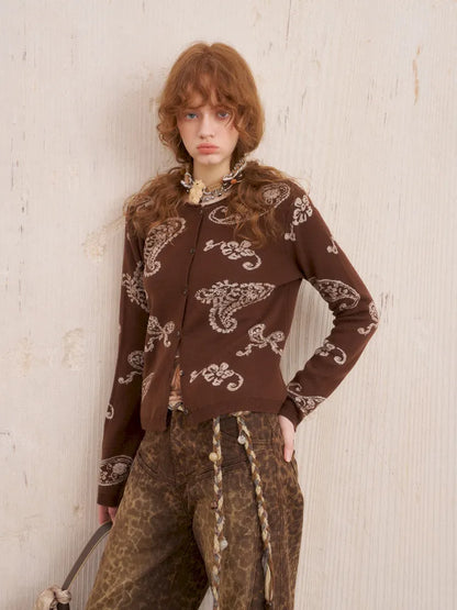 Jacquard Lightweight Long-Sleeve Soft-Fit Knit Cardigan【s0000014064】