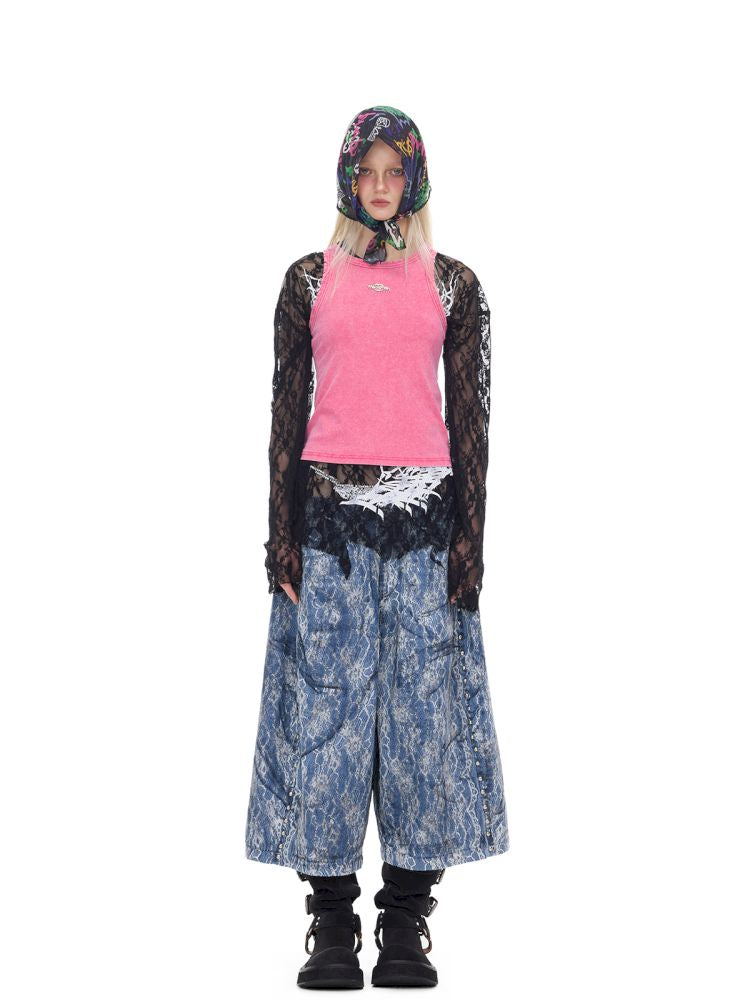 Genderless denim 8-inch shorts【s0000012982】