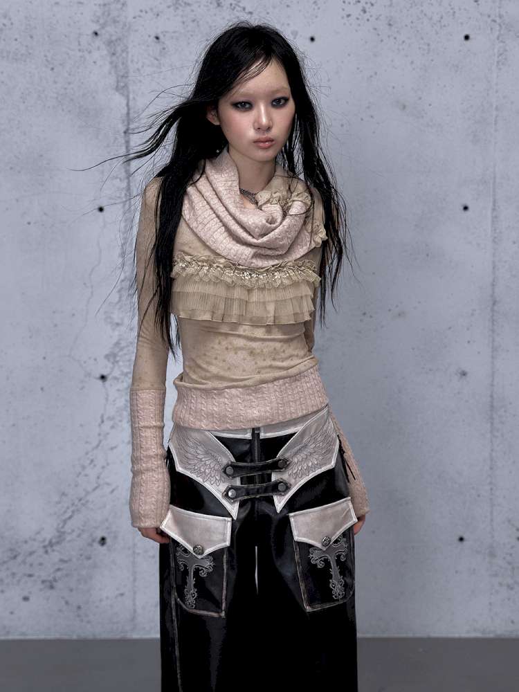 Vintage Punk Scarf Wool Knit Layer【s0000014923】