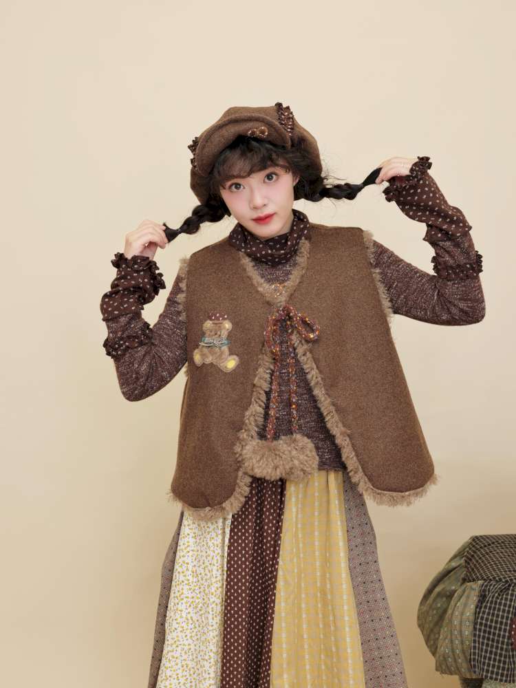 Vintage Girly Yellow Brown Flower Skirt【s0000014840】