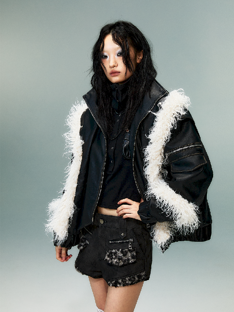 Fake Two Piece Leather Cotton Jacket【s0000011481】