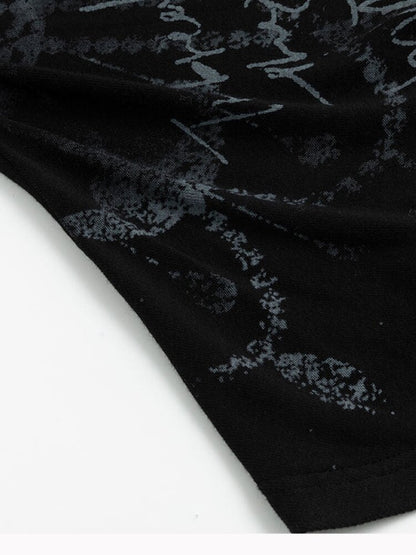 Mottled Graffiti Pleated Knit Top【s0000015552】