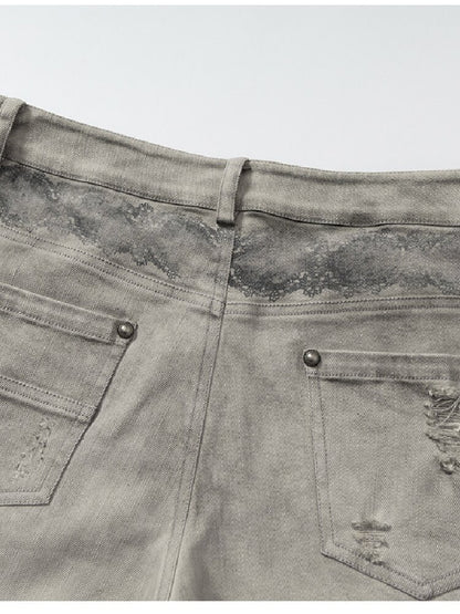 Distressed Lace Print Cropped Pants【s0000017860】