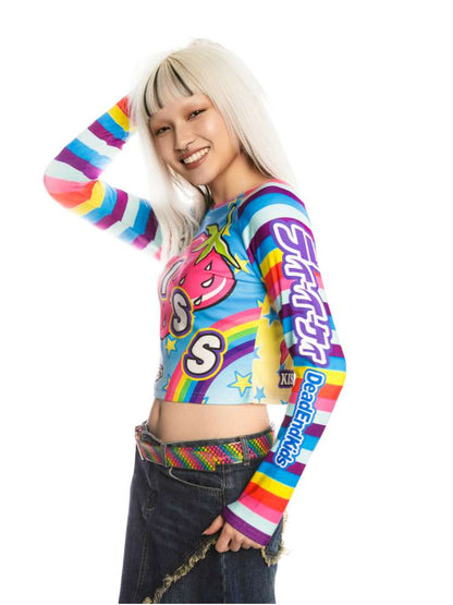 Sweet Cool Y2K Subculture Print Short Top【s0000014907】