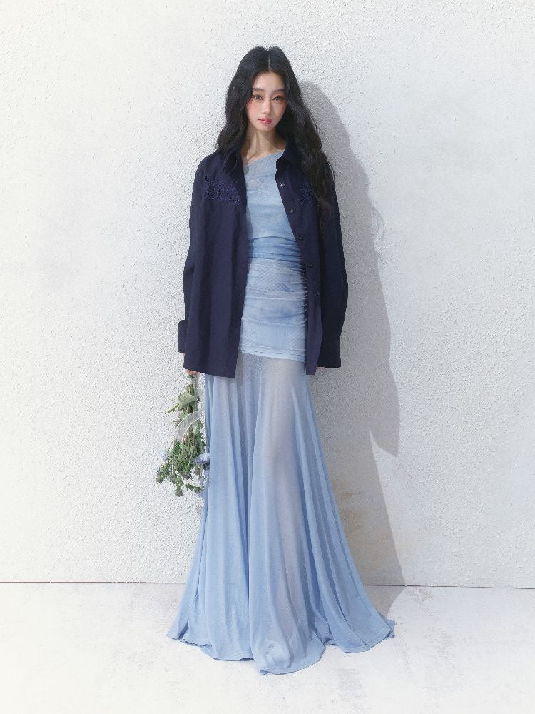 Tansparent a-line tulle dress【s0000012149】