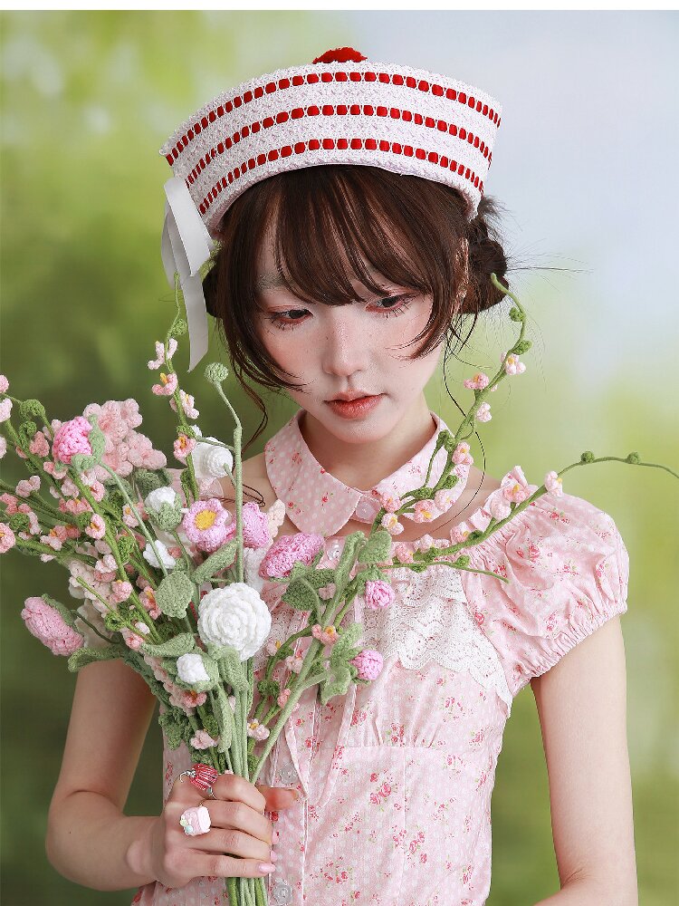 Pink Striped Navy Lolita Hat【s0000016557】