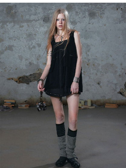 Ruffle Fringe Loose Faux Two-Piece Dress【s0000018099】
