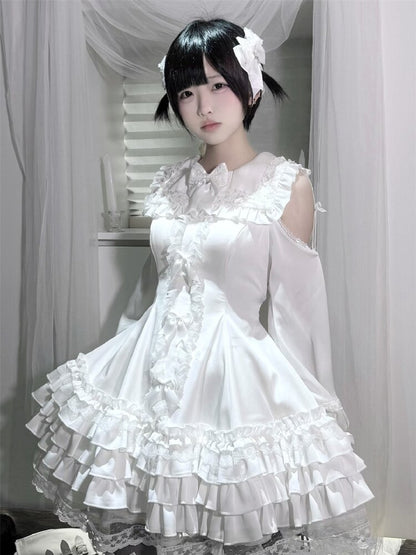 Satin Short Long Sleeve Skirt【s0000016389】