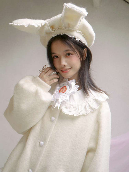 Lace Wool Bubble Sleeve Coat【s0000014532】