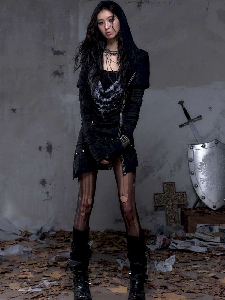 Patchwork long-sleeve layered dress【s0000014465】