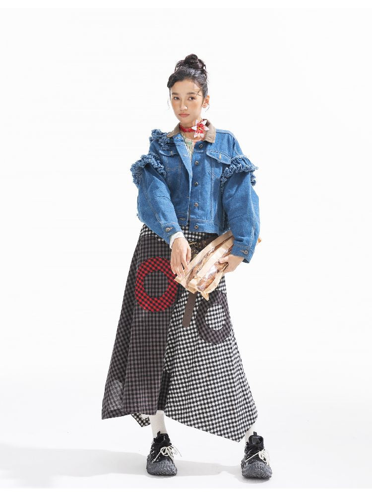 Plaid Denim Loose Trench Coat【s0000011319】