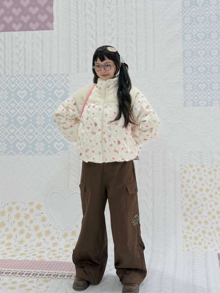 Print Patchwork Warm Down Jacket【s0000015038】