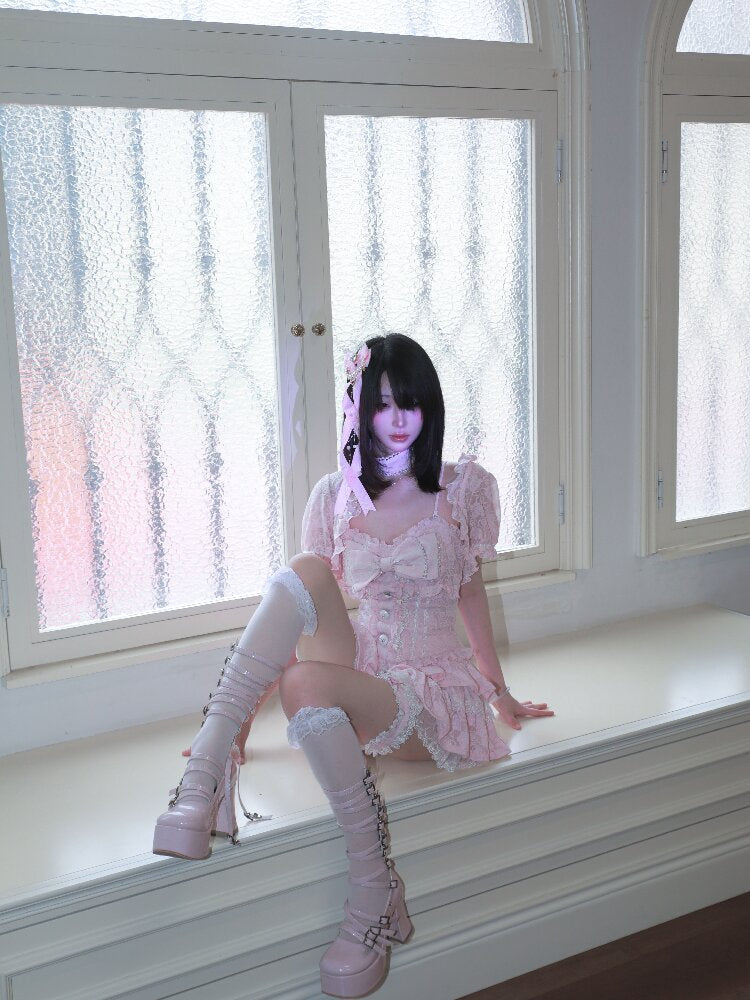 Heavy Craft Pearl Bow Cake Dress【s0000017522】