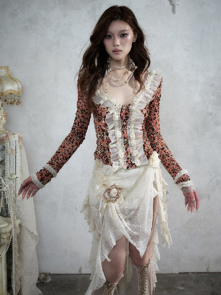 Baroque Leopard Mesh Lace Cardigan【s0000017993】