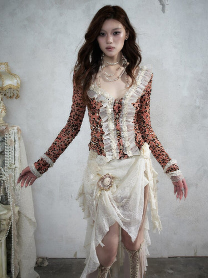 Baroque Leopard Mesh Lace Cardigan【s0000017993】