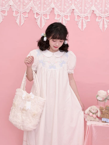 Neck Wreath Bow Embroidered Dress【s0000013491】